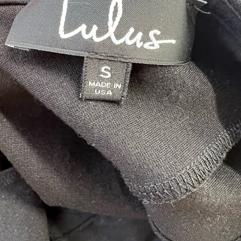 Lulus Linzee Ruffle Stetch Fitted Crop Top Black Womens Size Small - Picture 11 of 13